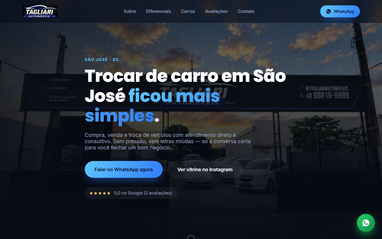 Site da Tagliari Automóveis