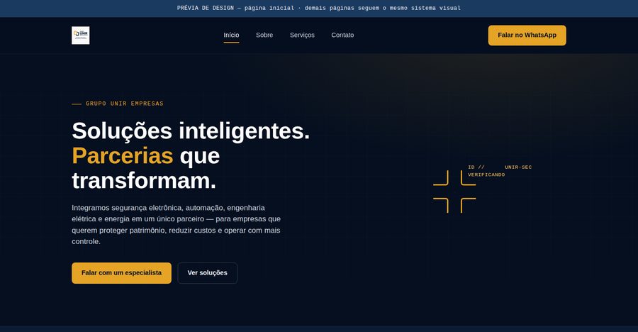 Site do Grupo Unir Empresas